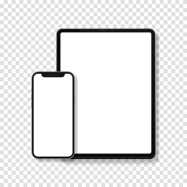Реалистичный планшет и смартфон набор макетов устройств отдельные группы и слои новый легко редактируемый вектор