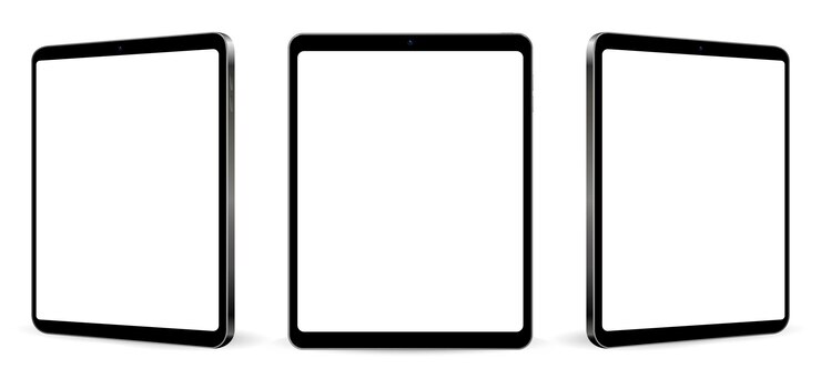 白い背景に隔離されたタブレットPCの現実的なタブレートモックアップ