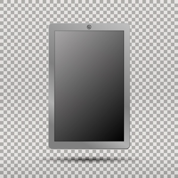 Computer tablet pc realistico con schermo vuoto su trasparente