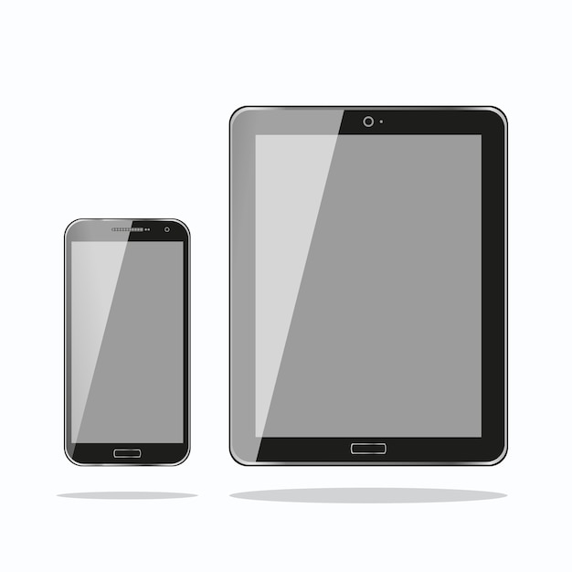 ウェブ用の現実的なタブレットと電話