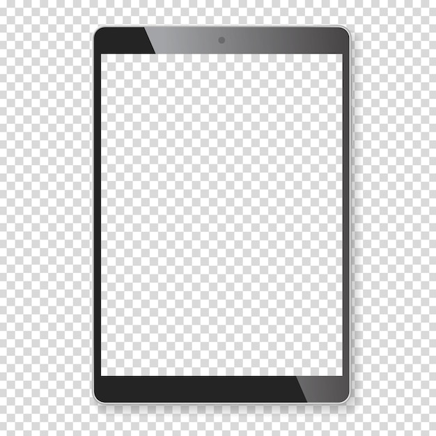 Vector realistic tablet portable computer mockup on checkered background