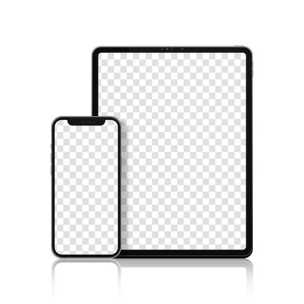 Realistic tablet and smartphone set of device mockup separate groups and layers new easily editable vector