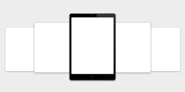 Реалистичный планшет с несколькими слайд-экранами