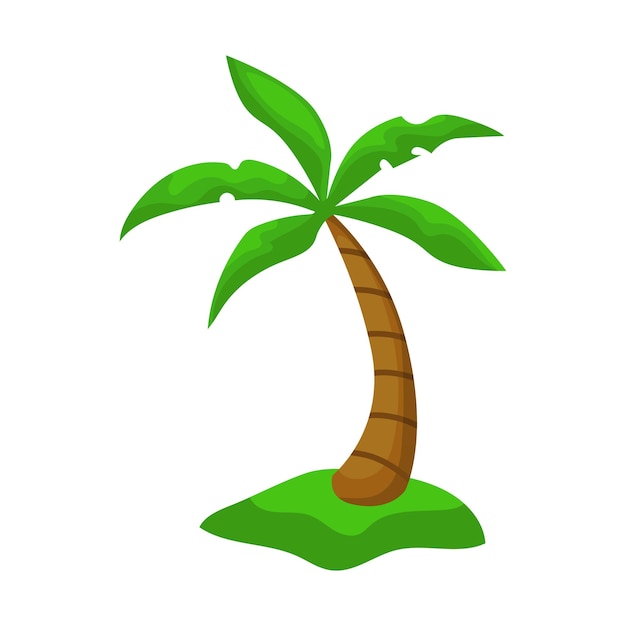 Realistic tall green palm tree isolated on white background  Vector illustration