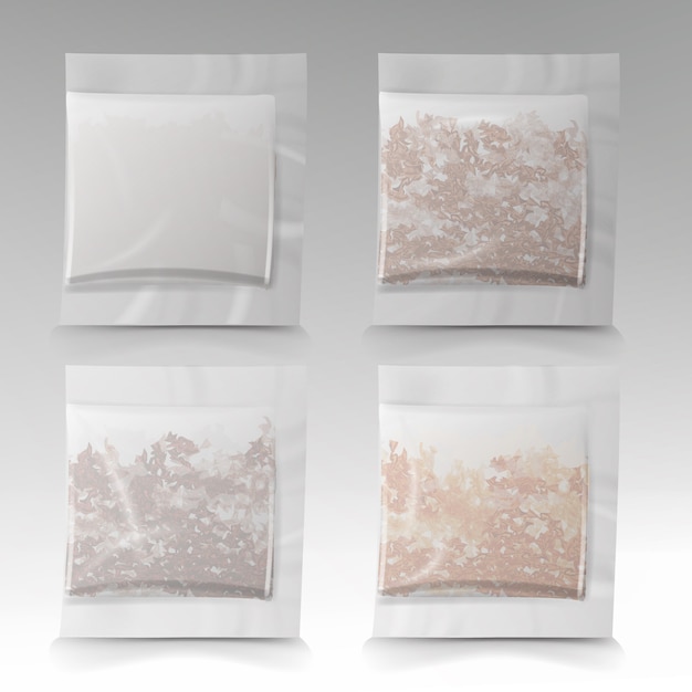 Vector realistic tea bag set