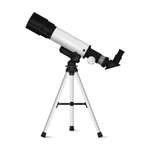 Vettore telescopio realistico isolato su sfondo bianco illustrazione vettoriale