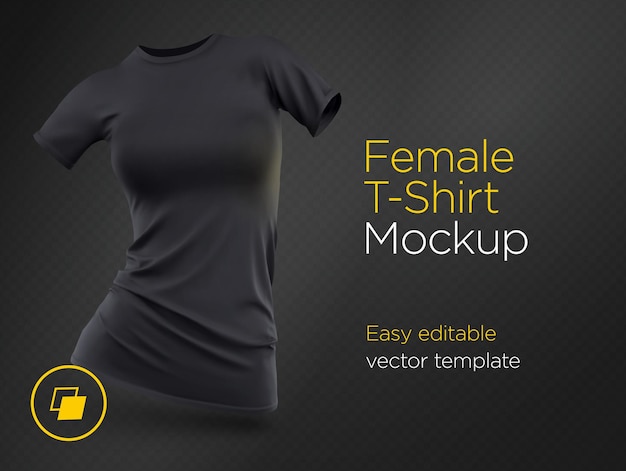 Realistic Template Blank Black Woman T-shirt Cotton Clothing