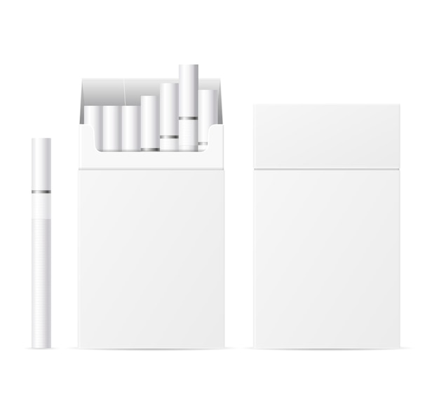 Realistic Template Blank White Cigarette Pack Vector