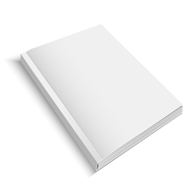 Realistic Template Blank White Closed Detailed Journal or Magazine Empty Ready for Your Design. Vector illustration