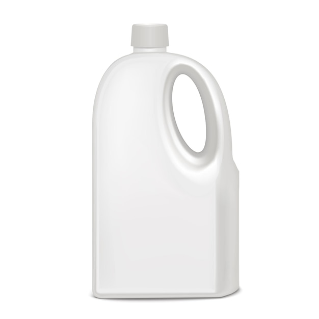 Realistic template blank white plastic bottle empty mock up for detergent, liquid