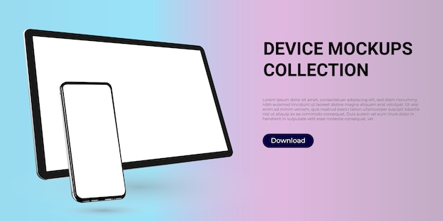 デジタルタブレットとスマートフォンの現実的なテンプレート