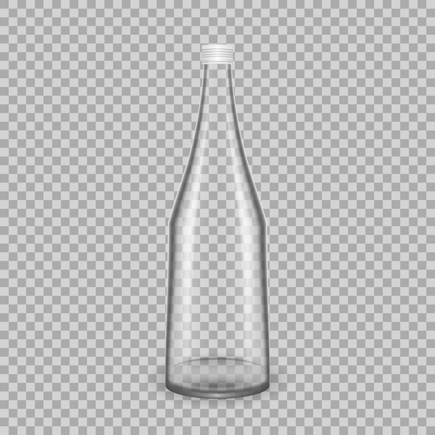 Vector realistic template of empty glass transparent bottles for juice