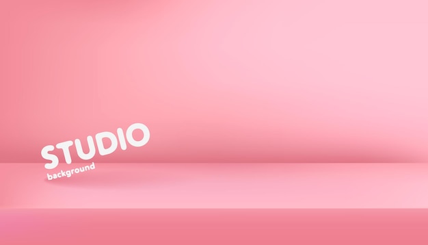 Realistic template of the empty light pink studio photo studio table room