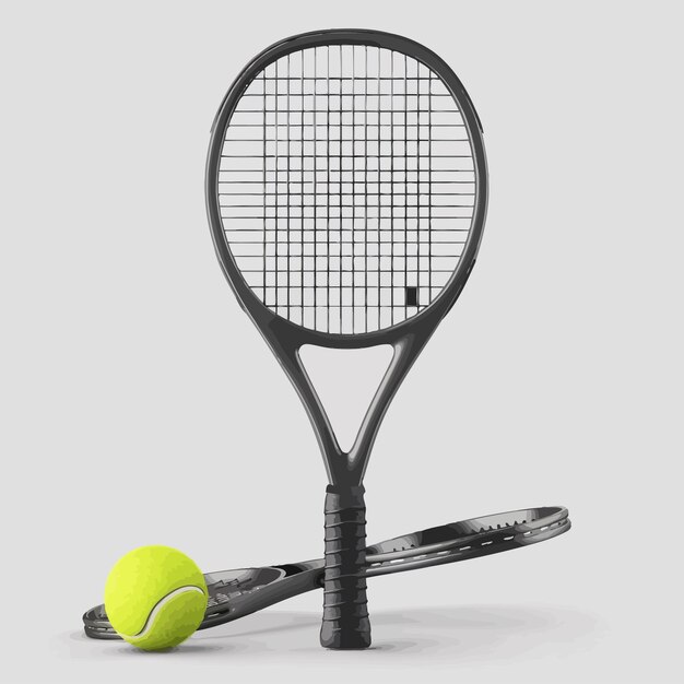 Vettore realistic_tennis_ball_e_tennis|racchetta