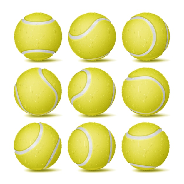 Вектор Набор реалистичных теннисных мячей