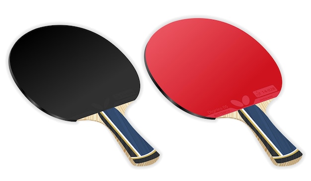 Vettore racchetta da tennis realistica racchette da ping pong ping pong butterfly company dignics 05 attrezzatura sportiva professionale ittf fodera in gomma nera e rossa lato difensivo e offensivo