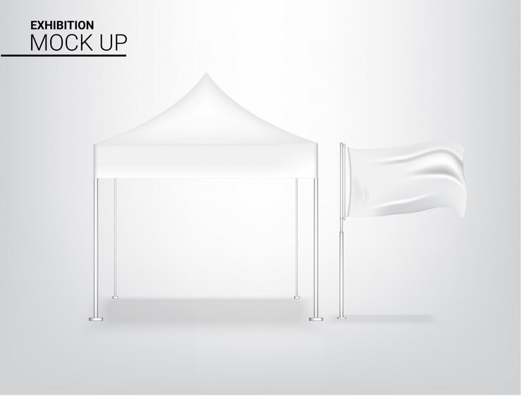 Vector realistic tent display pop booth for shop sale marketing promotion exhibition