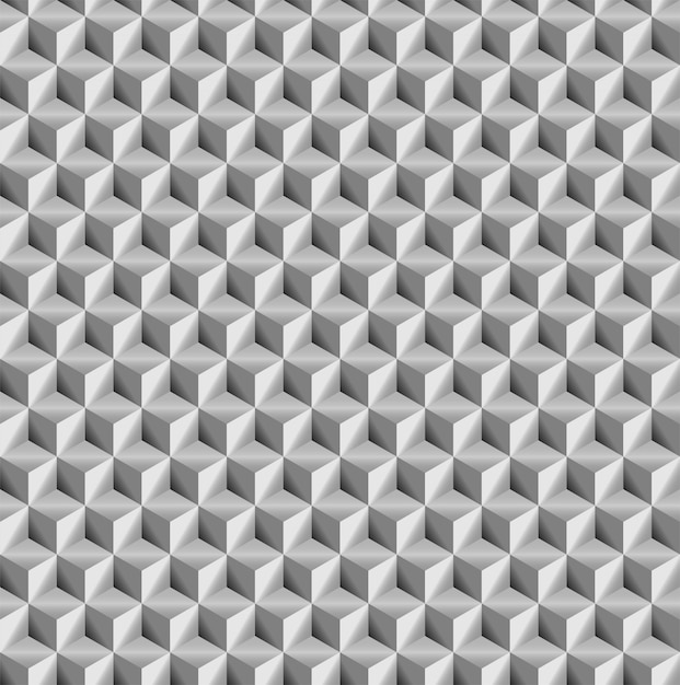 Realistic texture, gray 3d Cubes squares geometric seamless pattern