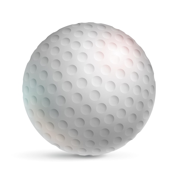 Vector realistic textured white golf ball isolated on white background golf competition and design element for tournament announcement sports equipment for outdoors playing on field vector illustration