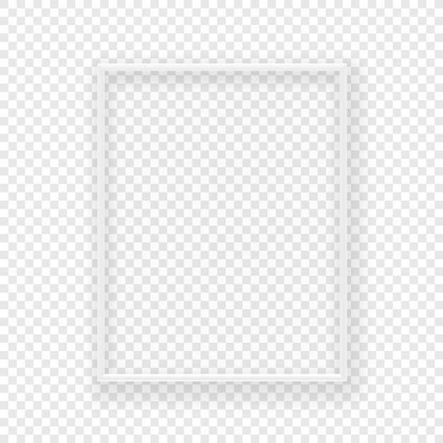 Vector realistic thin white picture frame on a wall