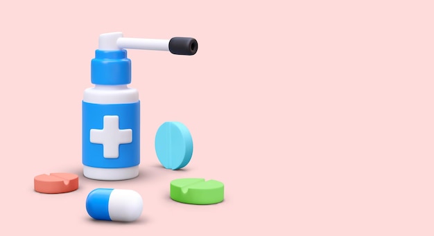 Realistic throat spray pills Advertising of popular forms medicines