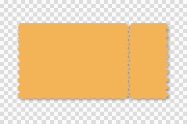 Реалистичный билет с одной линией разрыва и тенью макет входа купона дизайн шаблона для посадочного талона на развлекательное шоу векторная иллюстрация