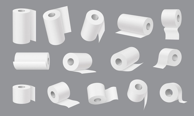 Vector realistic toilet and hygiene towel paper mockup