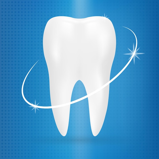 Icona di stomatologia poster dente realistico isolato su uno sfondo illustrazione vettoriale realistico