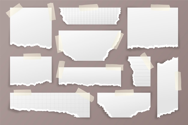 ベクトル リアルな破れた紙のコレクション