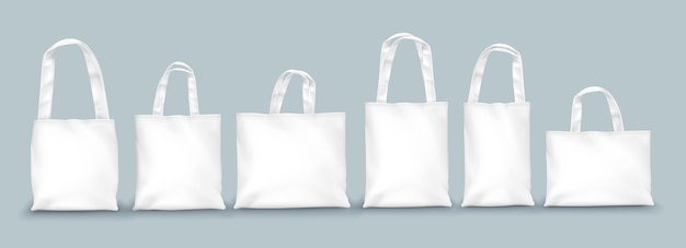 Realistic tote bags design set