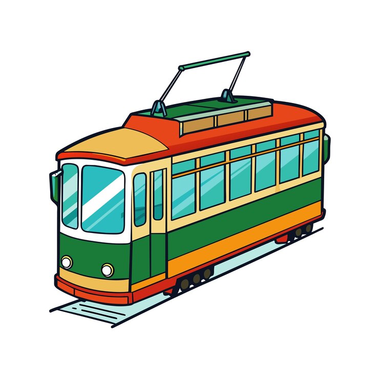 リアルな列車漫画のベクトルイラスト