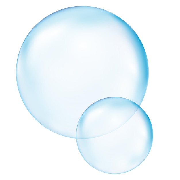 Realistic transparent 3d bubbles underwater Soap bubbles vector illustration