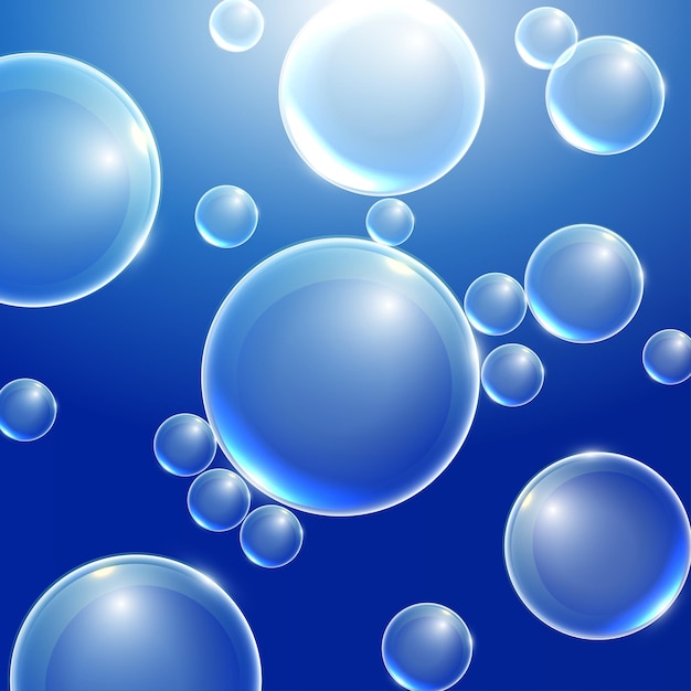 realistic transparent 3d bubbles underwater soap bubbles vector illustration