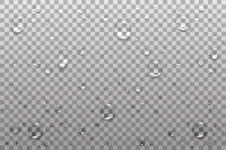 Realistic transparent drops set