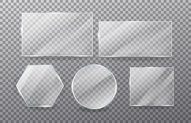 Vector realistic transparent glass window set