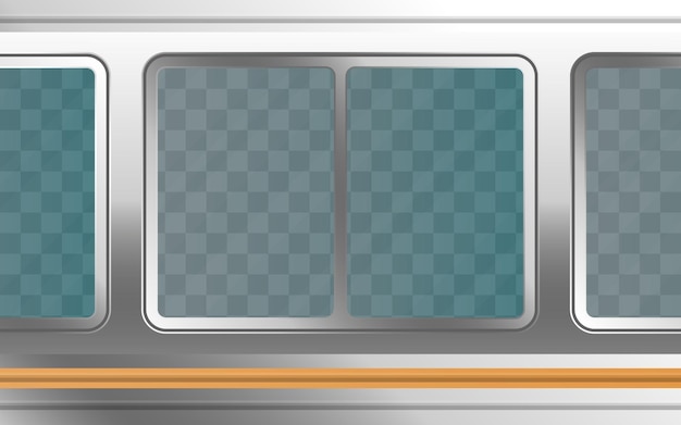 Vector realistic transparent metal train window railway transport