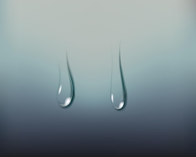 Realistic transparent water drop set on light isolated Condensation of rain