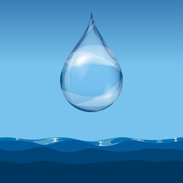 Realistic transparent water drop water leve