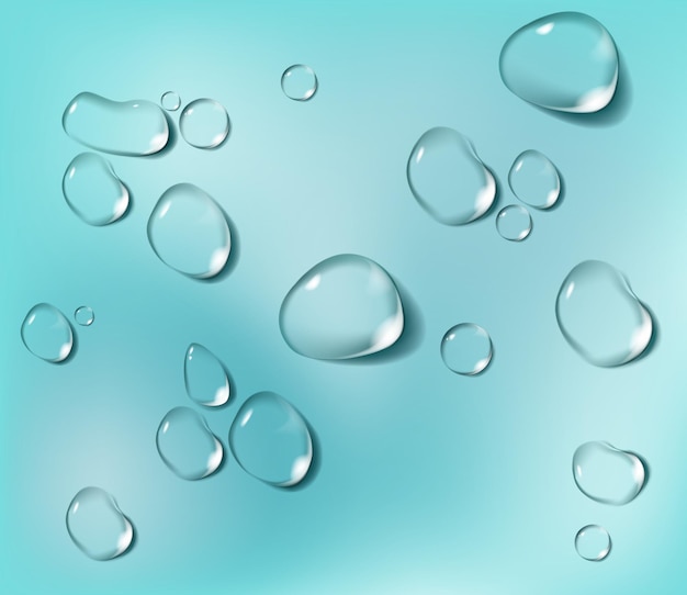 Realistic transparent Water drops composition