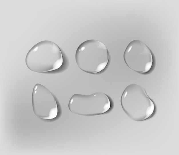 Vector realistic transparent water drops set