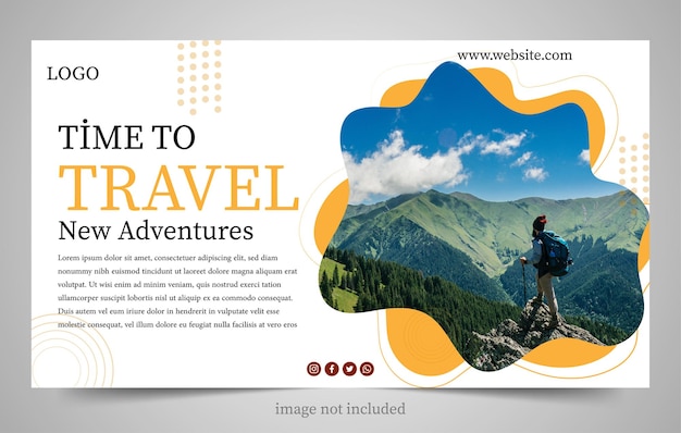 Realistic travel agency banner template design flat design
