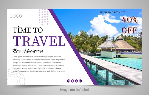 Realistic travel agency banner template design flat design