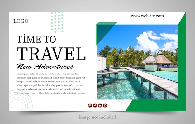 Realistic travel agency banner template design flat design