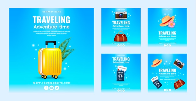 Realistic travel agency instagram post template