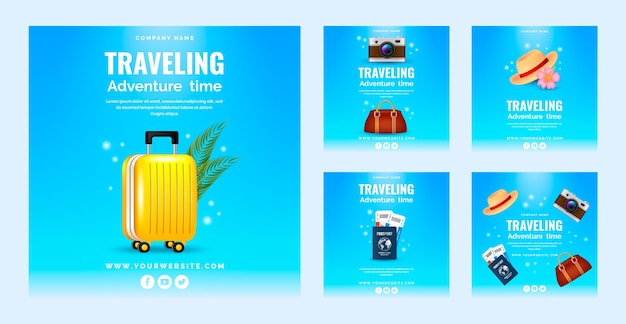 Vector realistic travel agency instagram post template