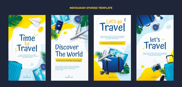 Modello di storie di viaggio instagram realistico