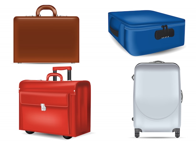 Realistic travel suitcases   set.