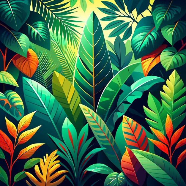 Реалистичная векторная иллюстрация фонового фона тропических листьев