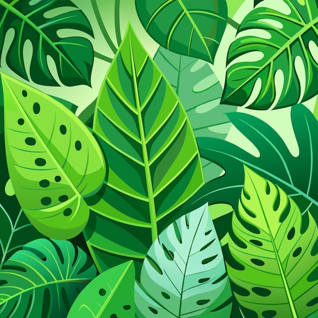 Realistic tropical leaves background vector illustration