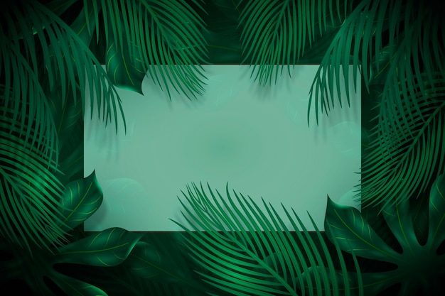 Vector realistic tropical leaves background